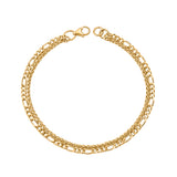 18ct Gold Vermeil Layered Figaro & Curb Chain Bracelet