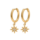18ct Gold Vermeil Celestial Eight-Point Star Hoop Earrings