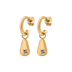 18ct Gold Vermeil Organic Tear Drop Dangle Hoop Earrings