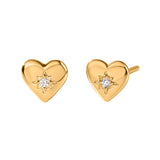 18ct Gold Vermeil Celestial Star Heart Stud Earrings