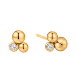 18ct Gold Vermeil Trinity Beaded Stud Earrings