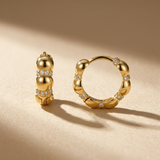 18ct Gold Vermeil Beaded CZ Huggie Hoop Earrings