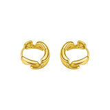 18ct gold plated chunky wave huggie hoop earrings