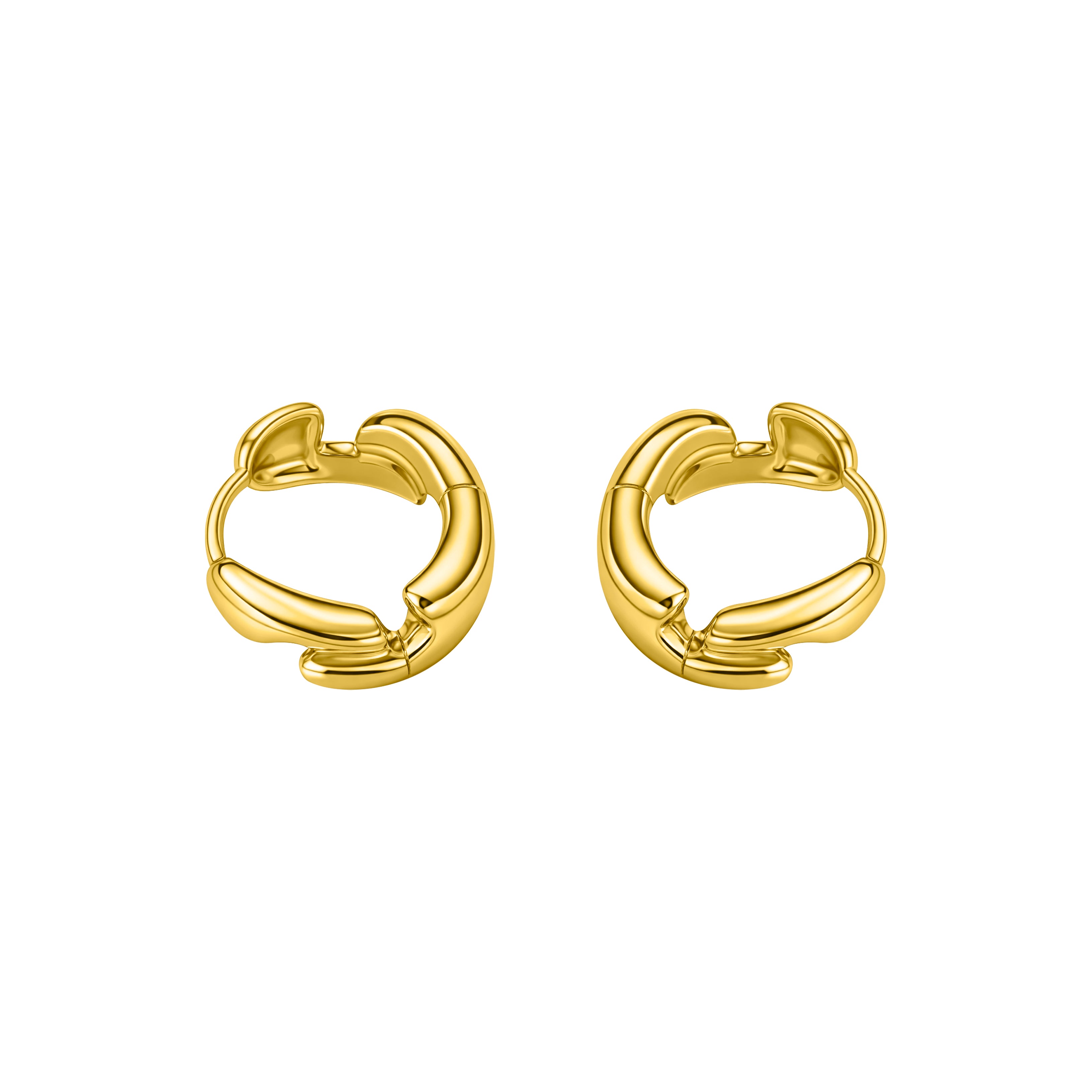 18ct gold plated chunky wave huggie hoop earrings