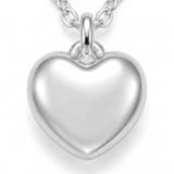 Sterling silver puffy heart pendant necklace on chunky belcher chain