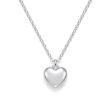 Sterling silver puffy heart pendant necklace on chunky belcher chain